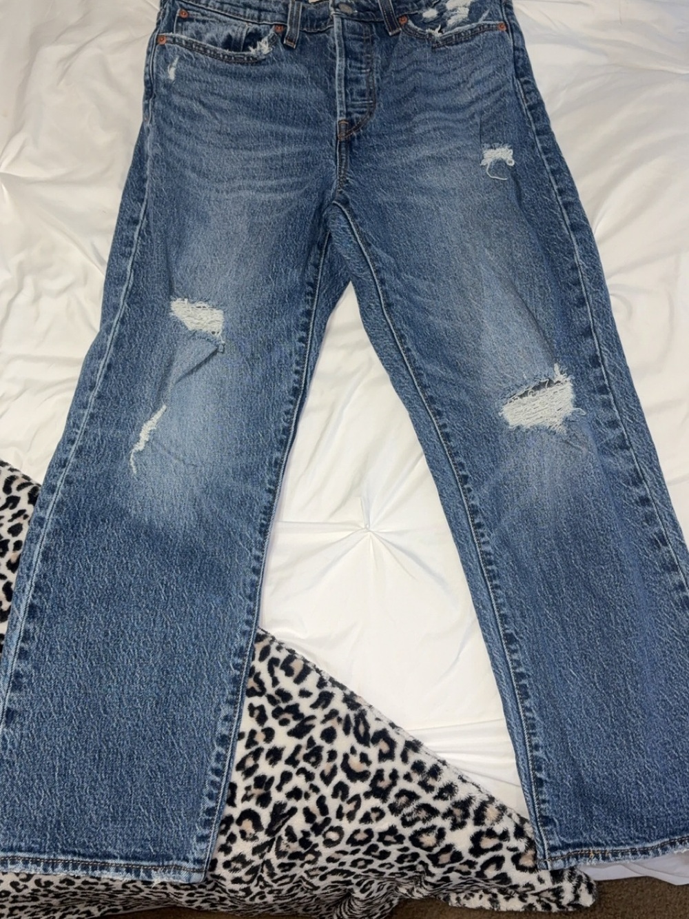 Levi's Distressed Straight Leg Blue Jeans
